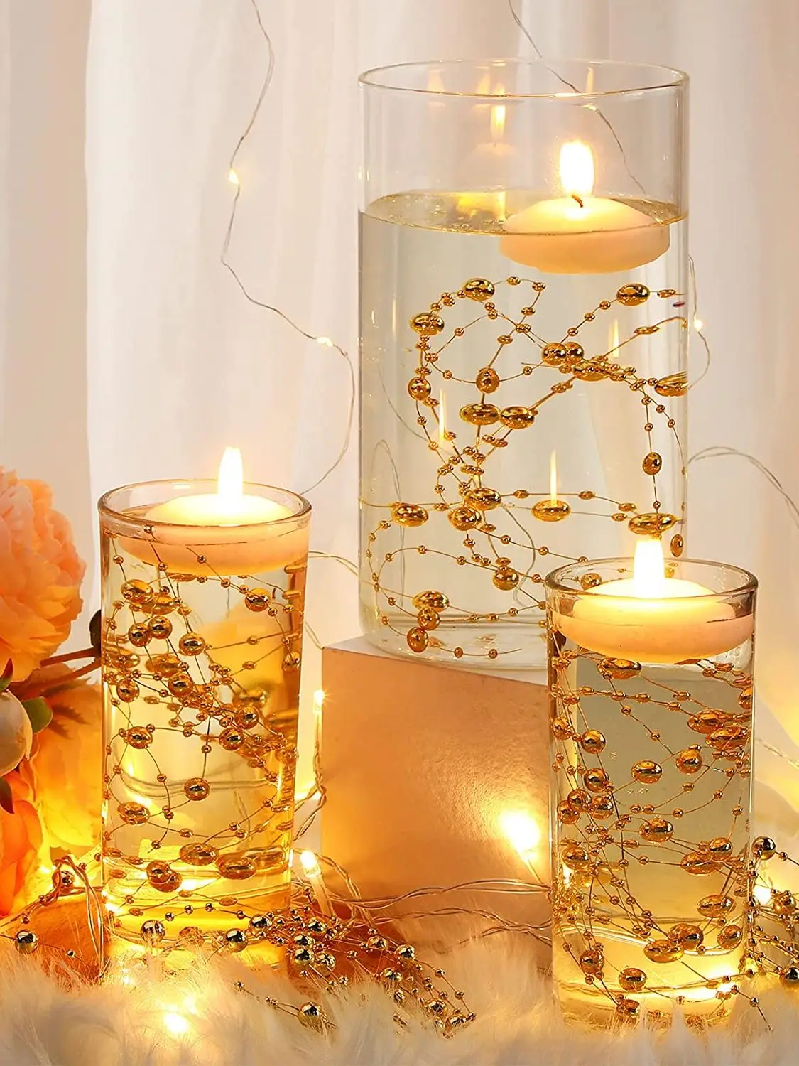 24pcs Pearl String Artificial Highlight Bead String Faux Plastic Chain