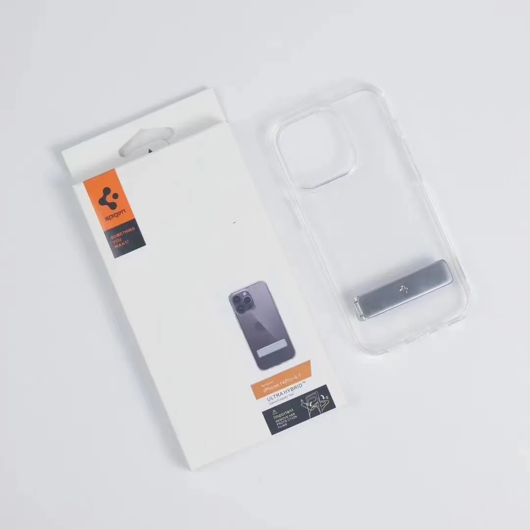 

Original Spigen For IPhone 12 13 14 Pro Max Portable Stand Cover with Integrated Metal Invisible Stand and Button For 15 Pro max