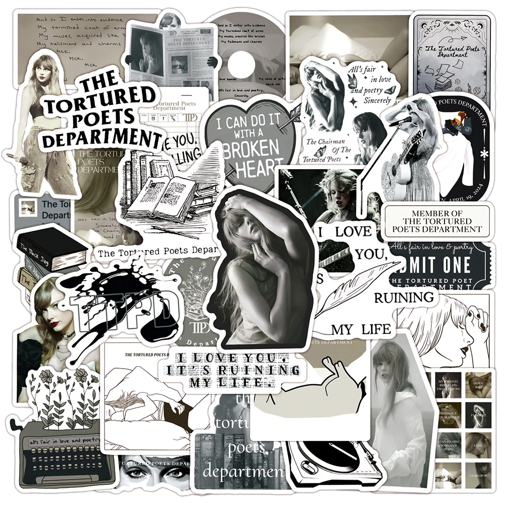 

Стикеры TTPD 10/30/50 шт., наклейки на стену ноутбука, скейтборда, для девочек, Элисон Свифт Тейлор, скрапбукинг, водостойкие