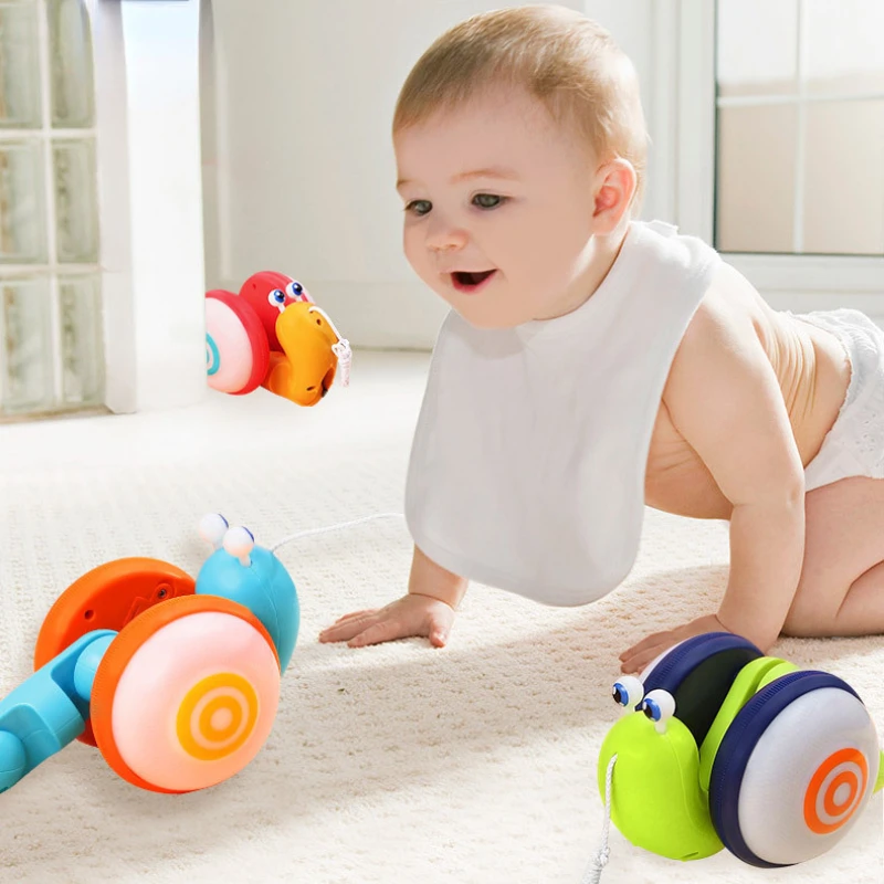 Children's Cute Rope Drag Snail Creative Toy Music Light Rope Pull Baby Toddler Toy 3