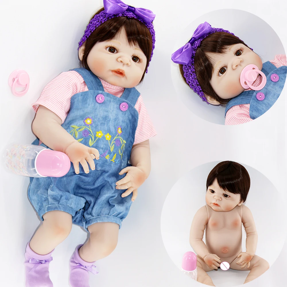 

DOLL 55 CM Full Silicone Body Reborn Baby Doll Like Real 22inch Newborn Girl Princess Babies Bathe Toy Kid Gift