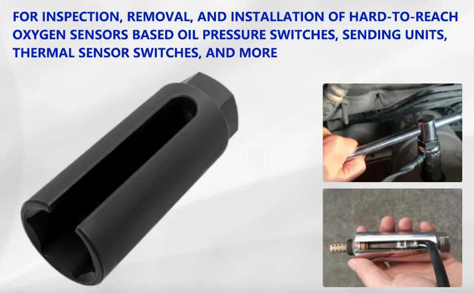 7-teiliges Sauerstoffsensor-Steckschlüssel-Set, Universeller Extraktor für O2-Entfernung und -Installation, 22mm, 7/8", 27mm, 29mm – Detail 2