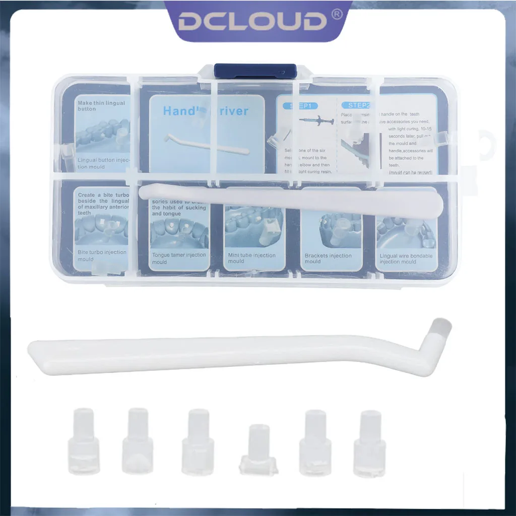 

DCLOUD 6Pcs/Set Dental Orthodontic Accessories Mould Injesction Moulding Mini Forming Mold Mini Lingual Button Bite Turbo Handle