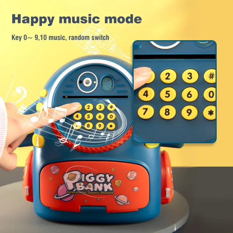 Piggy Bank Aerospace Schoolbag Money Box Toys for Kids Creative Electronic Coin Boxes Cash Safe Saving Birthday Gift Fingerprint 3