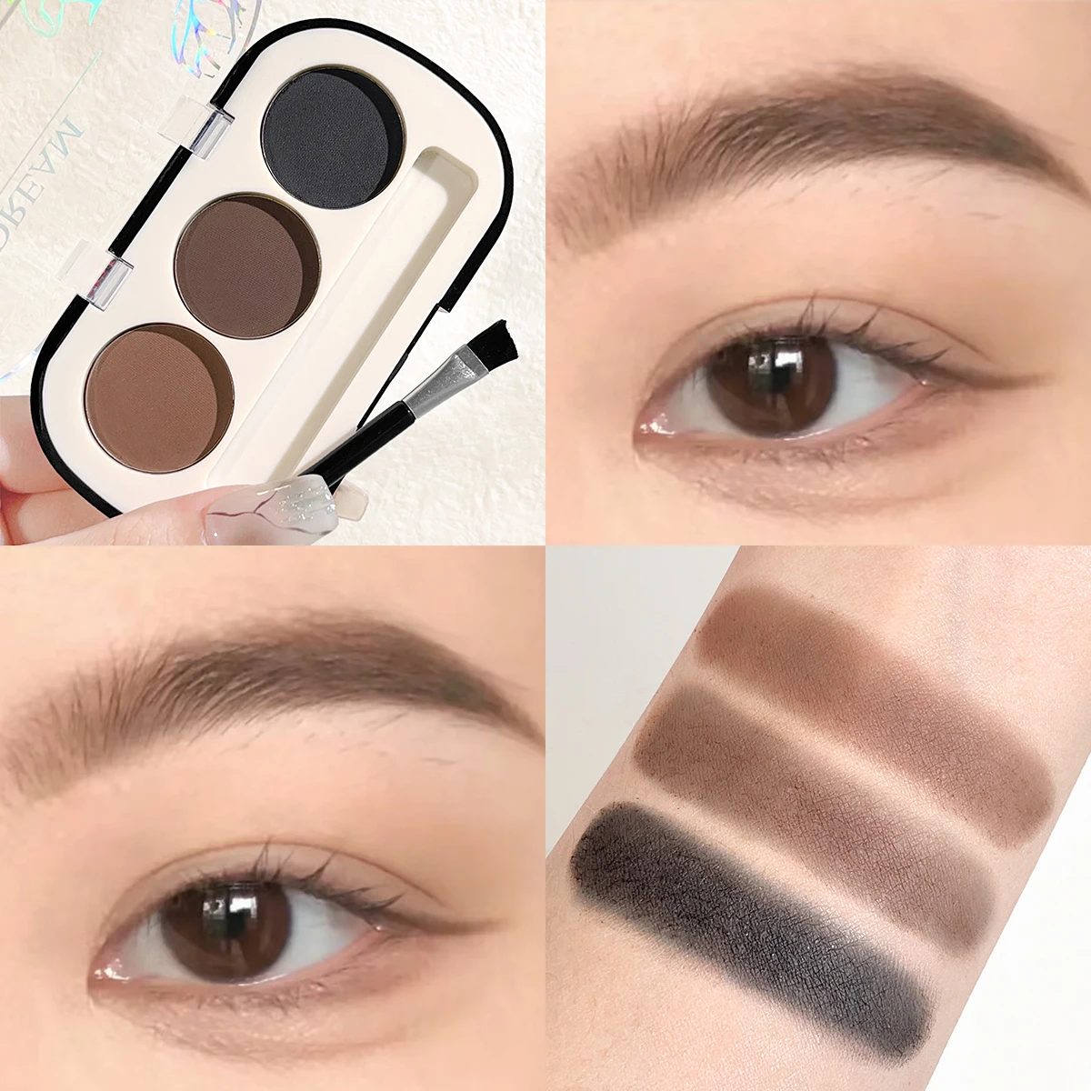 Three-color eyebrow powder pan eyebrow cream lasting waterproof and sweat-proof beginner eyebrow powder female 3