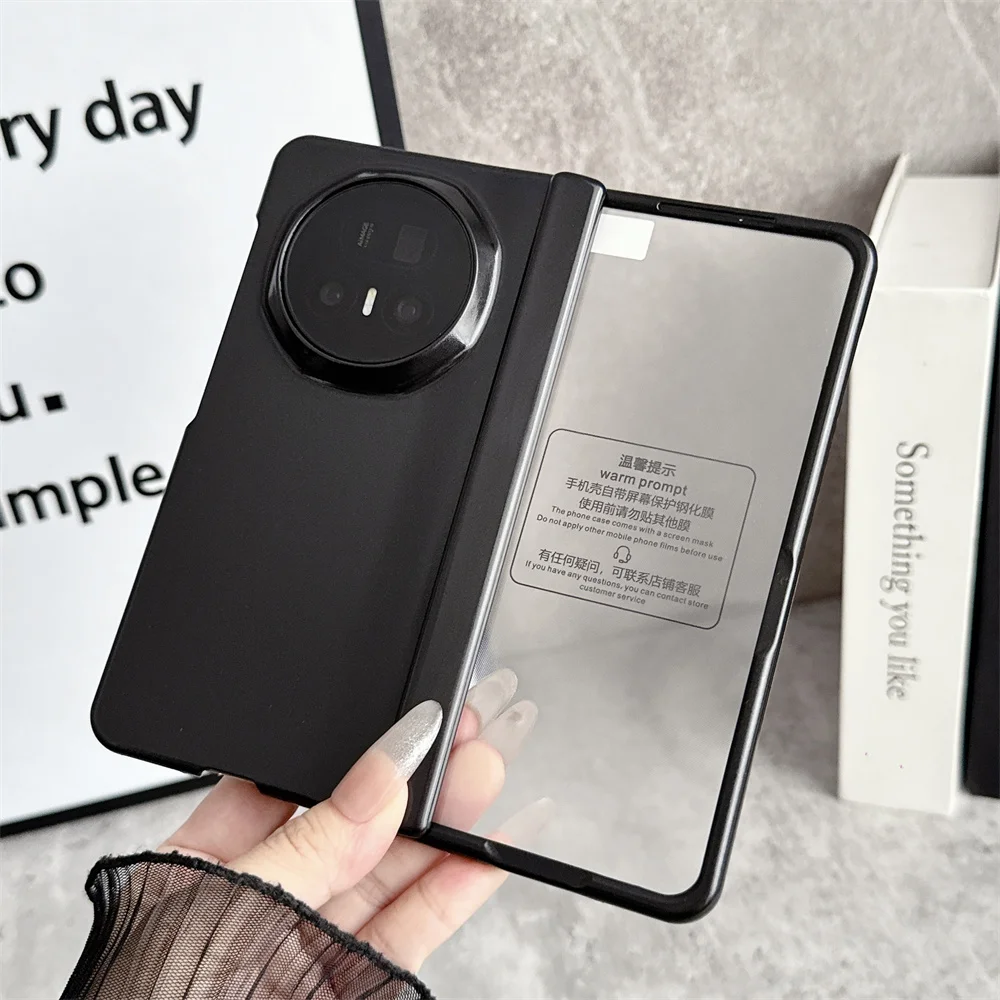 Solid Color Protective Phone Case with Transparent Back Cover and Front Protection Film