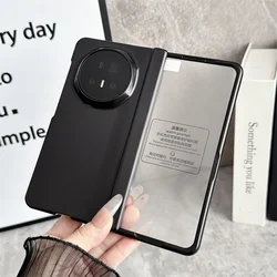Solid Color Protective Phone Case with Transparent Back Cover and Front Protection Film for Honor Magic V5 (Black)