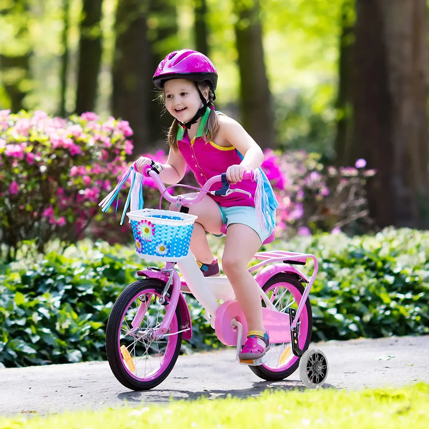 Bike Training Wheels Mute Flash Wheels Adjustable Bicycle Stabilizer Mounted Compatible 12-20 inch Kids Boy Girls Bike