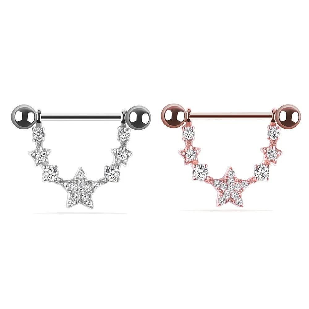 

Stainless Steel Nipple Perforated Jewelry Set Crystal Nipple Ring Bellybutton Body Jewelry Wholesale