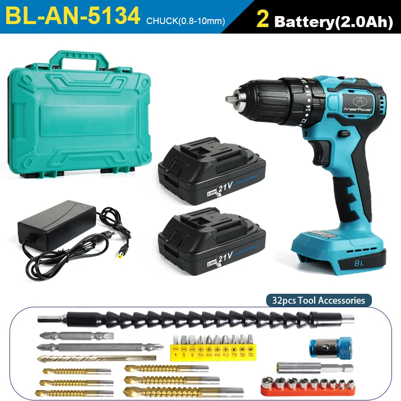 HPRO Cordless Drill Set 21V, Cordless Haer Drill With 2 Batteries 2000Ah, 25 3 Torque, 42N - View #5