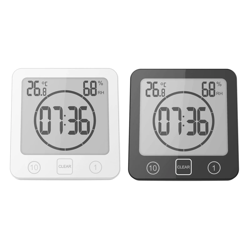

Bathroom Shower Kitchen Clock Timer Countdown Waterproof Bathroom Clock Temperature Humidity Display Wall Calendar