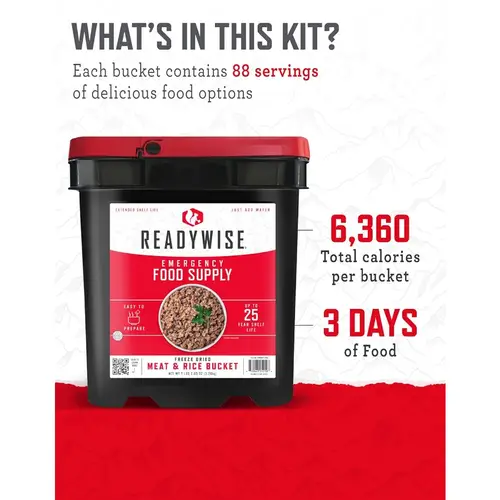 Emergency Food Supply - 88 Servings Meat and Rice Bucket Freeze Dried Protein Meals Camping Essentials Bulk Rice and Survival F - Image 4