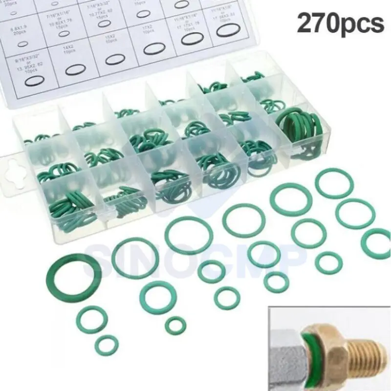 270pcs O-rings Seal Gasket Washer Replacement Kit for A/C Automotive Mechanic Tools & Home Repairs rubber seal gaskets washer gasket kit engine gasket kit replacement gasket set