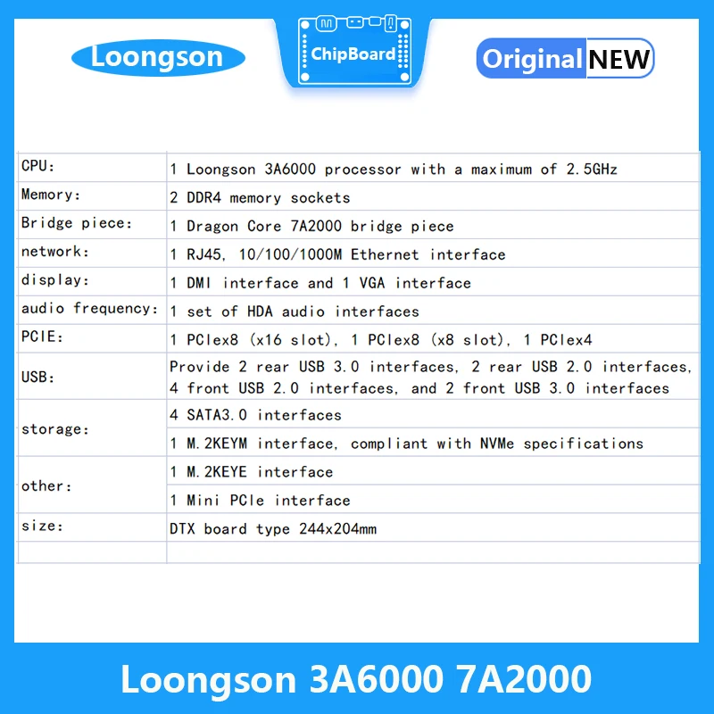 Loongson 3A6000 7A2000 mainboard počítač nasednout