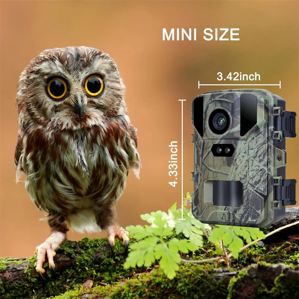 Mini Trail Camera 24MP 2.7K Game Hunting Night Vision 0.2s Trigger Time Motion Activated, IP65 Waterproof Wildlife Monitoring
