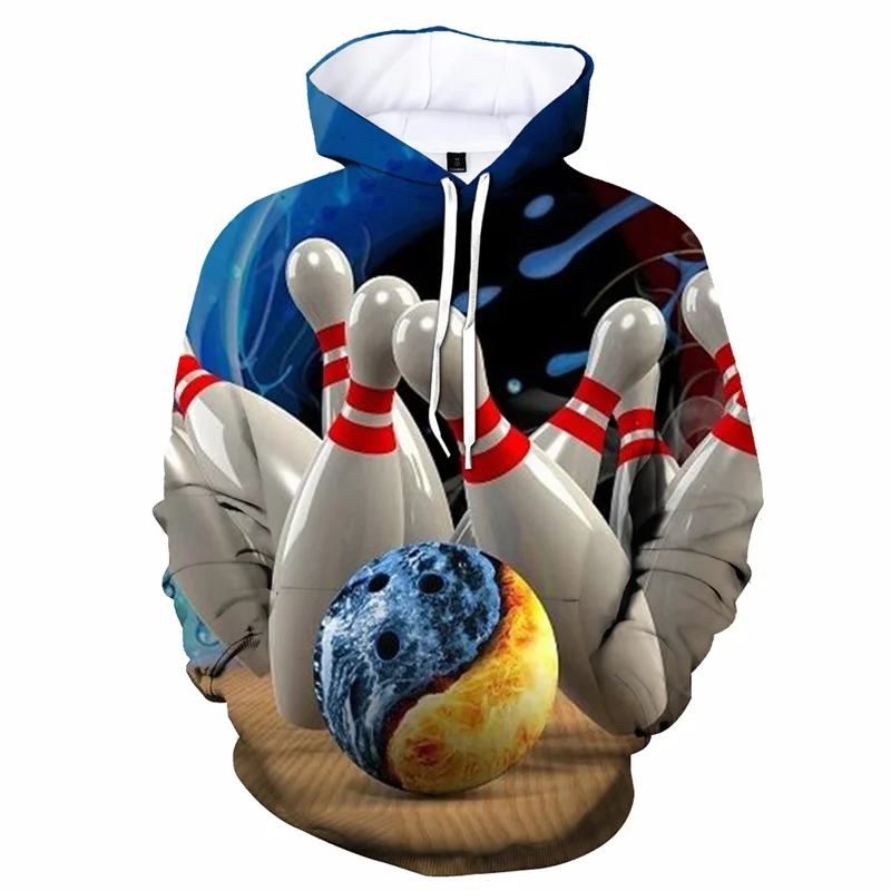 thumbnail image 1 of Sudadera con capucha con estampado 3D de bola de bolos para hombre, sudadera de manga larga con personalidad, sudadera para niños, ropa deportiva para exteriores, 1 of 5