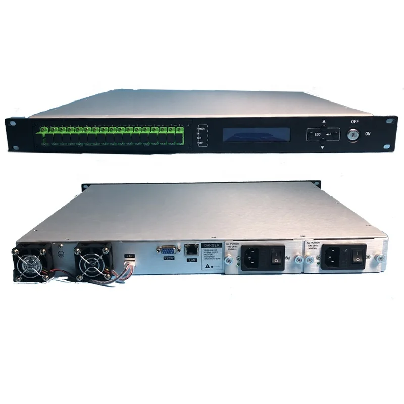 1550nm 8 Ports 22dbm Optical Amplifier FTTH 1U 8*22dbm 3 Years 220V Dual or 48V SMPS Backup-3~+10dbm