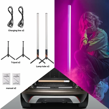 LUXCEO 삼각대가 있는 LED 무드 라이트, RGB 스틱, 분위기 튜브, 사진 배경 램프, 유튜브 바 파티 장식, 85cm, 2 개