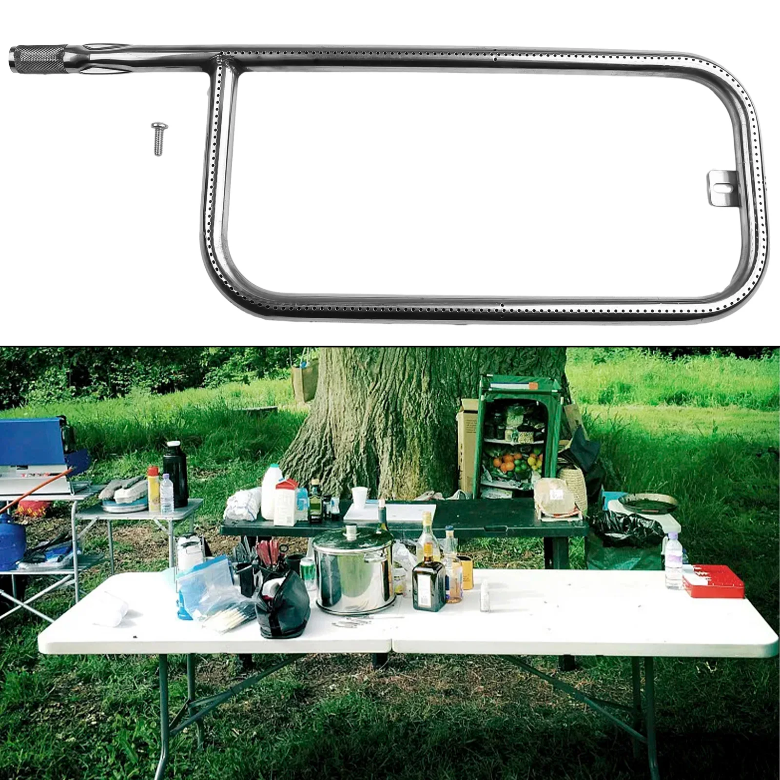 

386001 386002 Burner 304 Stainless Steel BBQ Tube Access For Weber Q100 Spare Part 43.2*14.6*2*cm Home BBQ Tool Parts
