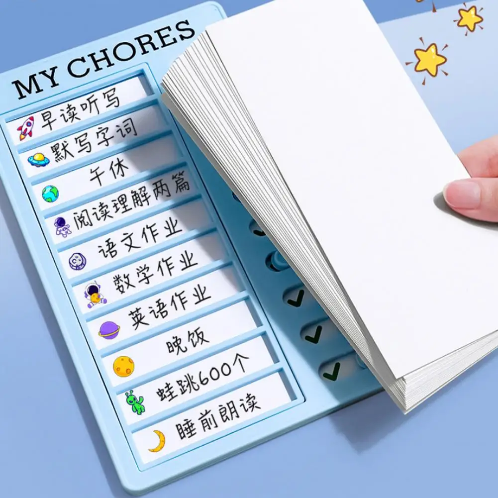 Punch Board Adult Self-discipline Time Clock Sliding Clock with 100 White Cardboard Task Tracker Task Sheets Kids Habit Chart