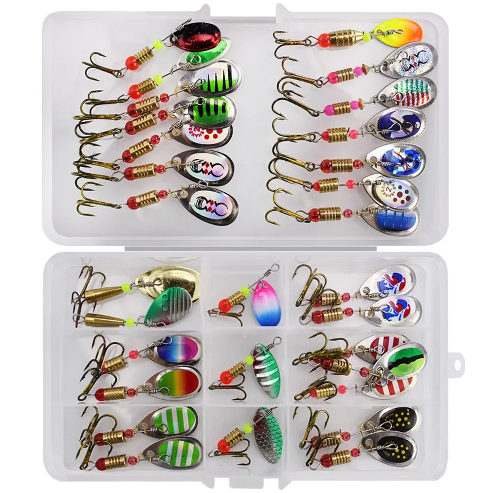 30/10 Stück/Set Spinnköder Löffelköder Angelset Kit Künstlicher Köder Spinner Süßwasser Salzwasser Ausrüstung Angelzubehör