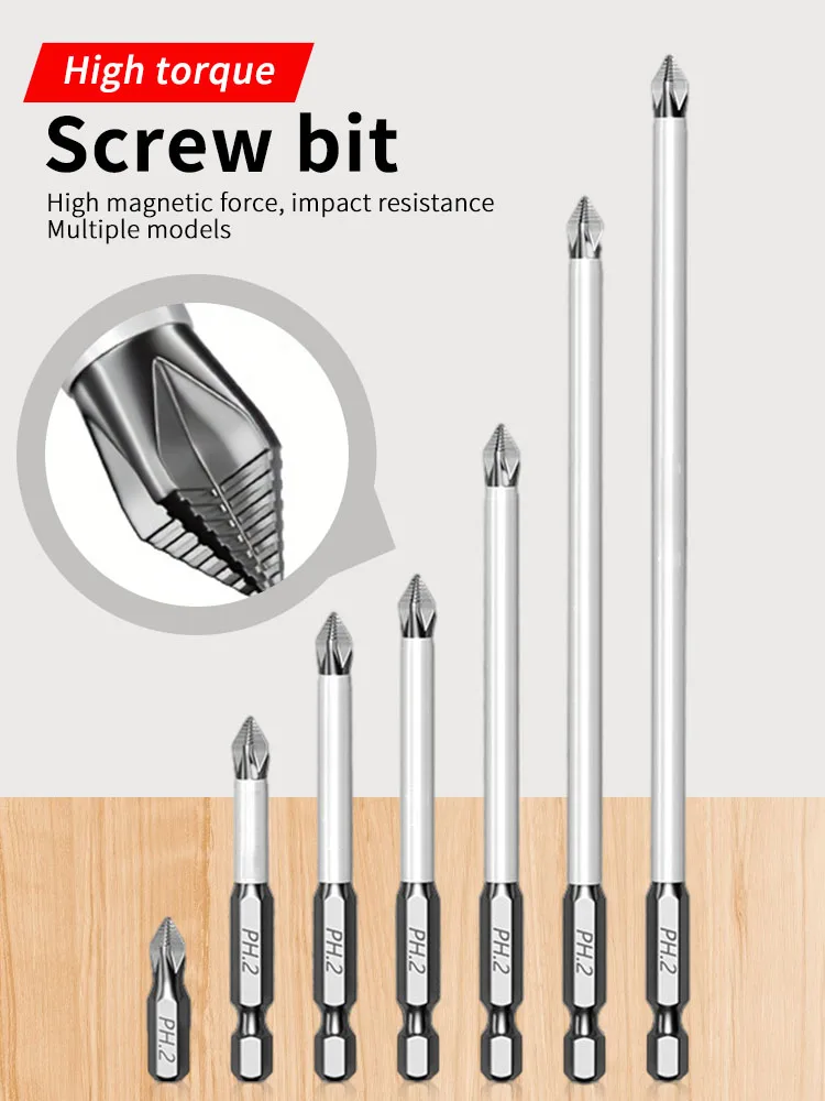 

7PC Upgraded High Hardness And Strong Magnetic Bit Non-slip Cross High Hardness Electric Hand Drill Screw Set 25/65/70/90/150mm