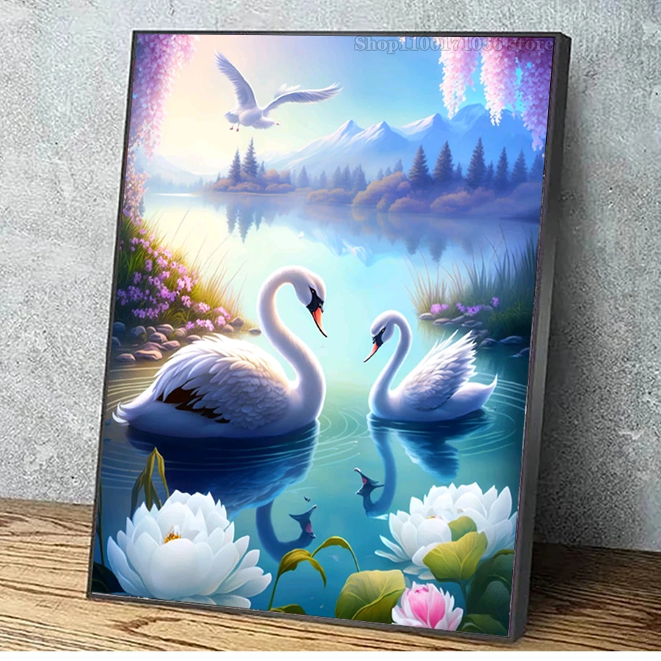 Beginner 5D Diamond Painting Small Kit Swan And Butterfly Full