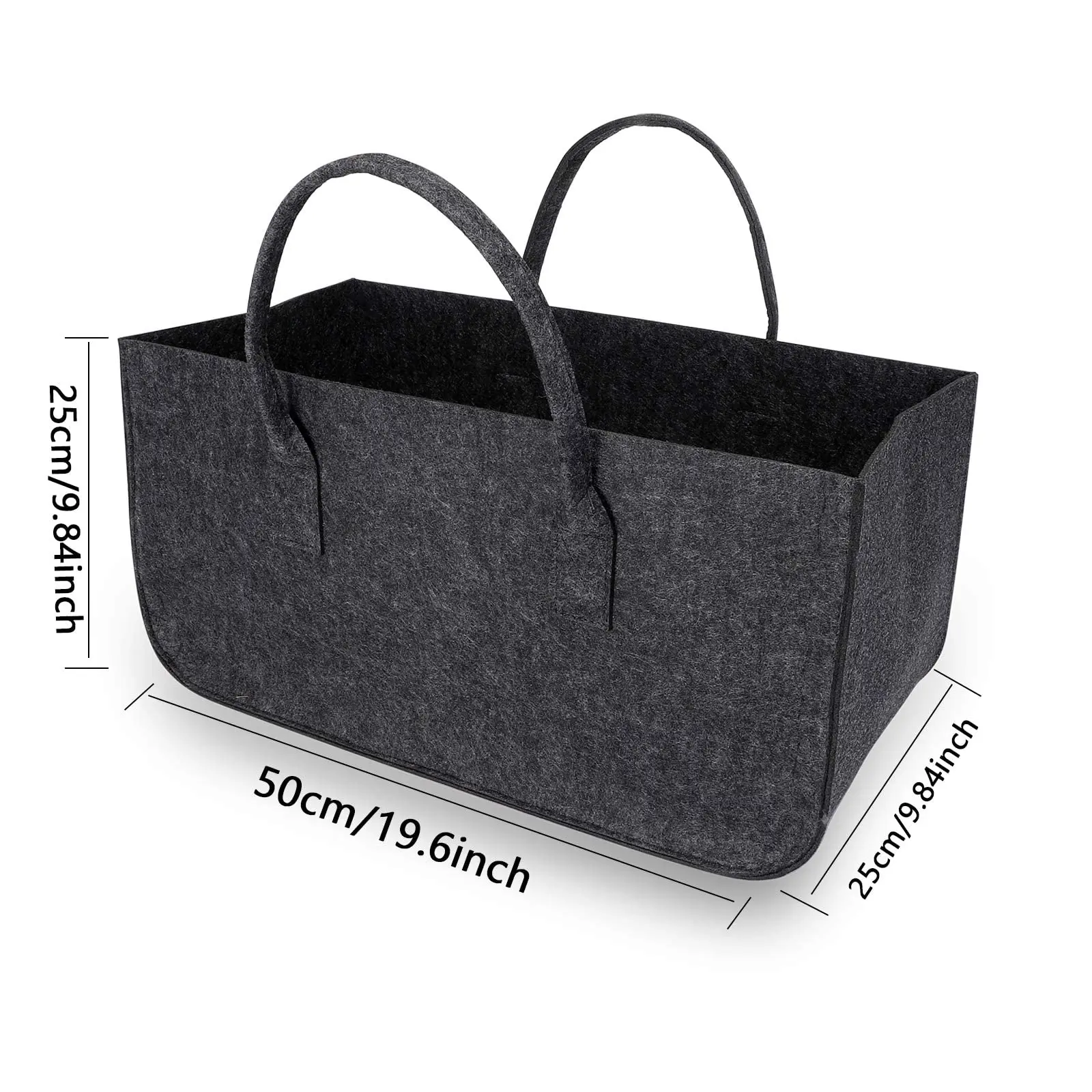 Foldable Large Firewood Basket Felt Bag Shopper for Wood Newspapers Firewood Felt Bag Set of 2 6