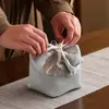 Chinese Style Teacup Drawstring Cloth Pouch Print Portable Teaware Storage Bag Multifunctional Breakage-proof 1