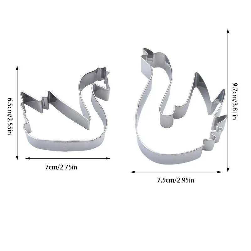 2pcs Swan Cookie Cutter Stainless Steel Party Cake Molds Biscuit Cutters Baking Tool Mould Stamp Baking Molds