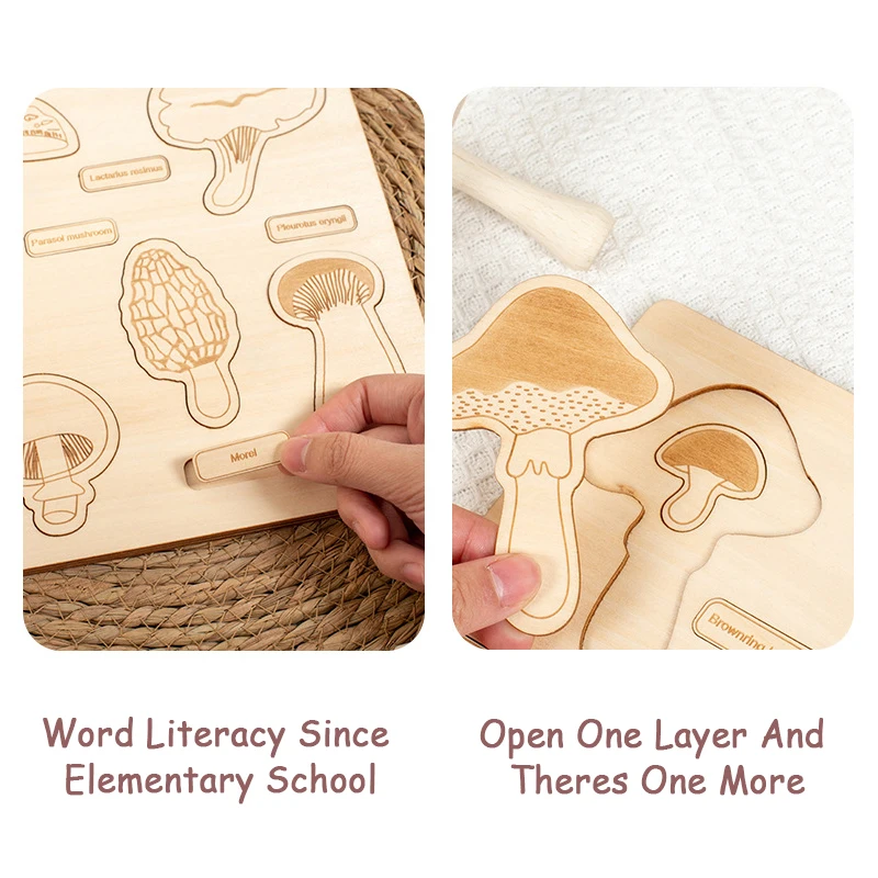 Montessori Dinosaur Mushroom Wooden Puzzles Life Cycle Toy Plant Growth Cycle Science Teaching Aids Learning Education Toys Gift 3