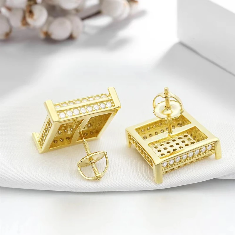 Hiphop 1.8ct Real D Color Moissanite Square Shape Stud