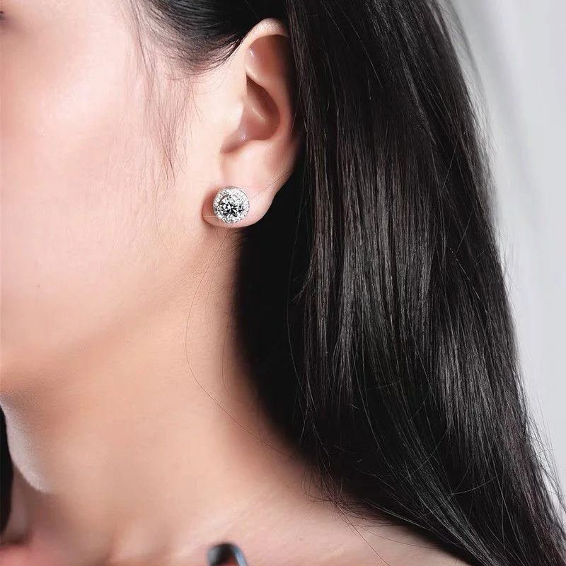 2022 Hot Trend Brand Two Carat Round Diamond Earrings Ear Studs Everyday Wear Versatile Jewelry Atmosphere Banquet