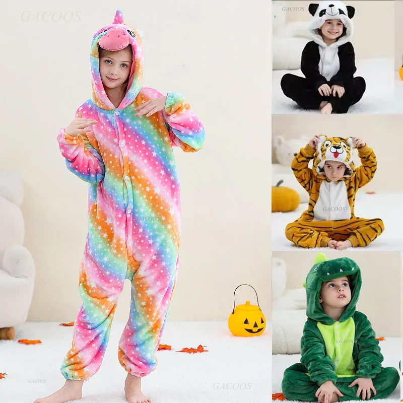 어린이를위한 귀여운 Kigurumi 어린이 동물 Onesie 잠옷 사자 팬더 유니..