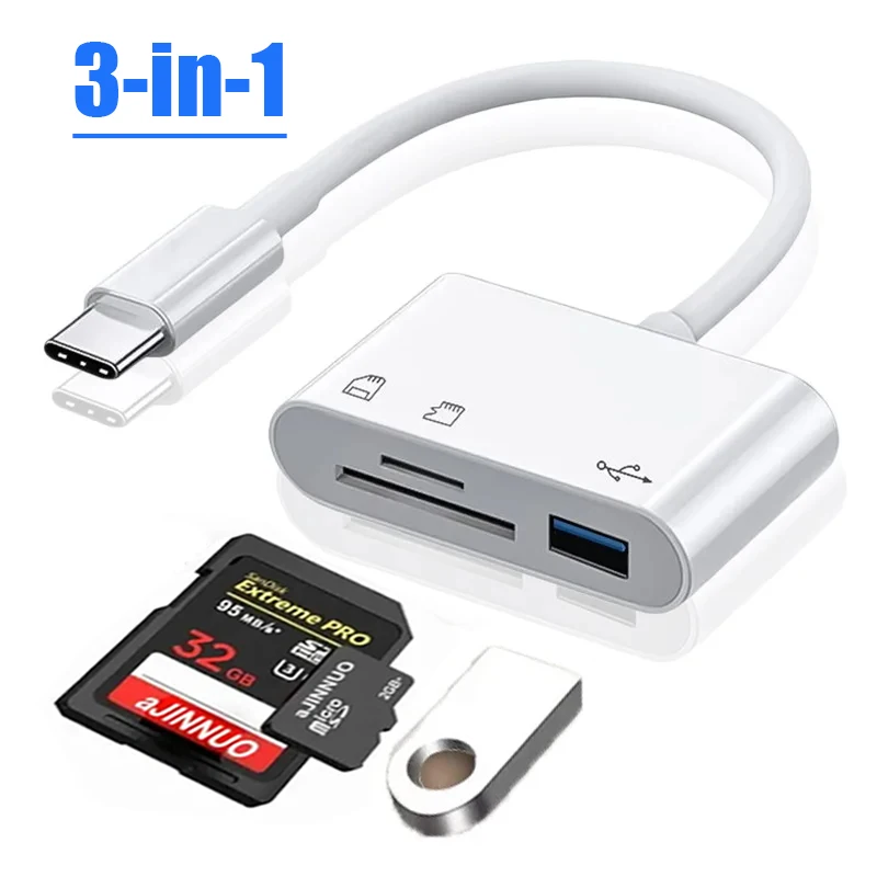 3 In 1 Multi Port Hub Converter Type-c To USB C A OTG Adapter TF SD Micro Memory Card Reader for Samsung Mi Android Laptop