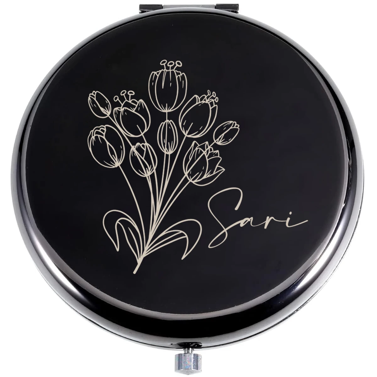 1 pc Blooming flowers Name Laser engraving Mirror With Name Wedding Guest Gifts