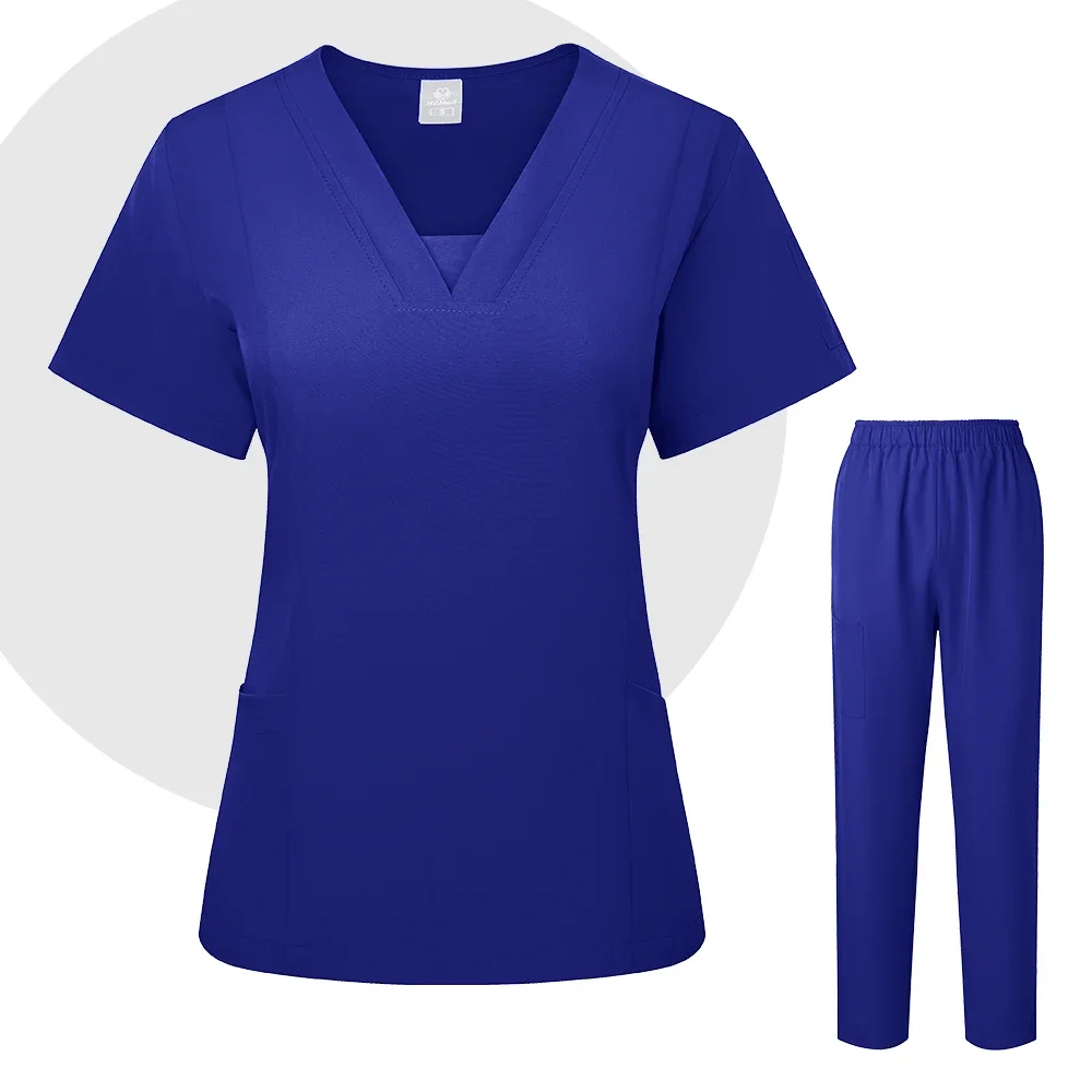 Nurse Uniform Suits Women Casual Short Sleeved V-neck Jogger