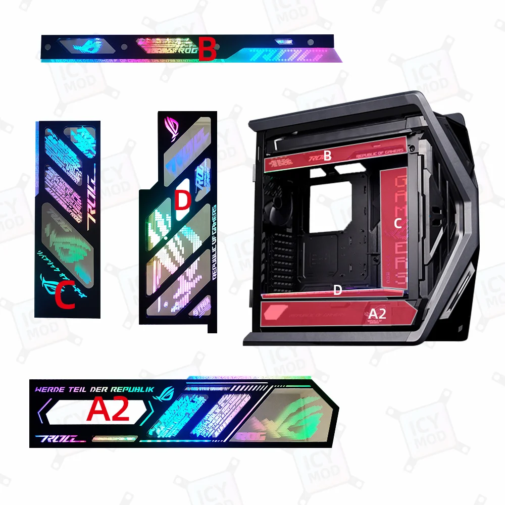 Painel de Caixa de Gravação a Laser Placa de Iluminação Argb Rog Strix Helios pc Mod Placa de Luz Decorativa Asus-gr701 - Imagem 4