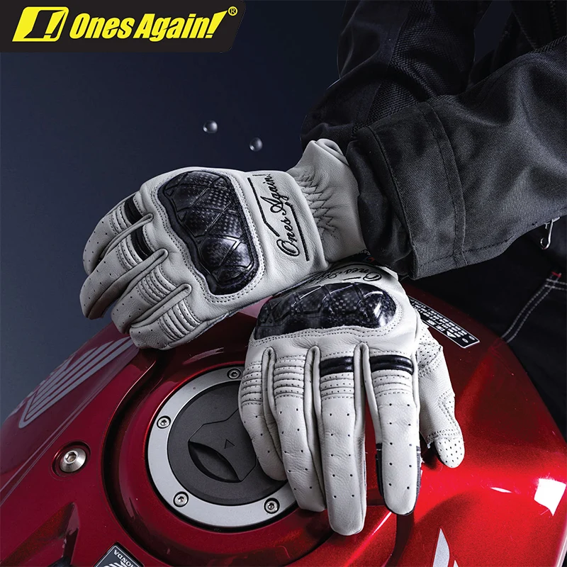 Ones Again! MG18 Moto Gloves Sheepskin Riding Four Seasons Men Vintage Motorcycle Equipment Women Carbon Fiber Luva Mtb Gloves