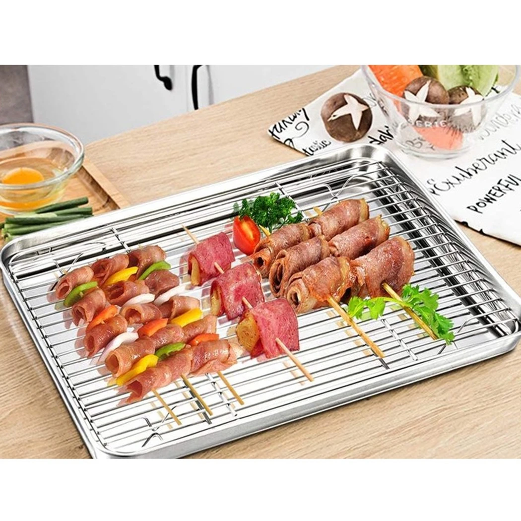 

Roasting Rack Stainless Steel Nonstick Cooling Tray Grill Wire Rack For Baking Cooling Grid Baking Pan Household Kitchen Tools