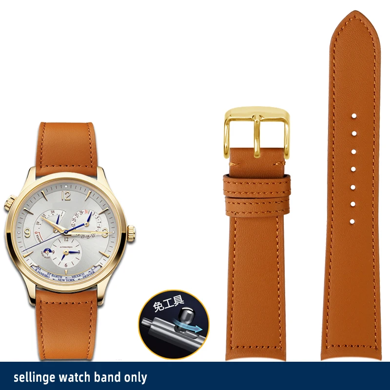 thumbnail image 1 of Correa de reloj de piel de vaca auténtica para la serie Master de Jaeger-LeCoultre Correa de reloj de piel de vaca curvada Suave e impermeable 19 20 21MM, 1 of 5