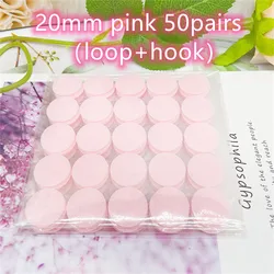 Self - Adhesive Hook and Loop Dots - Strong Double - Sided Tape for Crafting and Sewing (50/100 Pairs) (20mm Pink 50pairs)