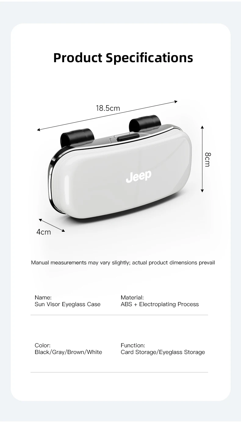 Jeep Auto Visier Gläser Box Auto Sonnenbrille Lagerung Fall Für Jeep Grand Cherokee Wrangler JK Gladiator Kompass Renegade Patriot – Detail 11