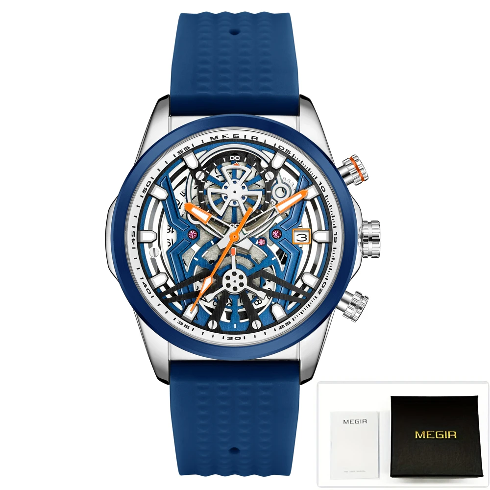 Luxury Men's Sport Chronograph Quartz Watch with Waterproof Design and Luminous Hands