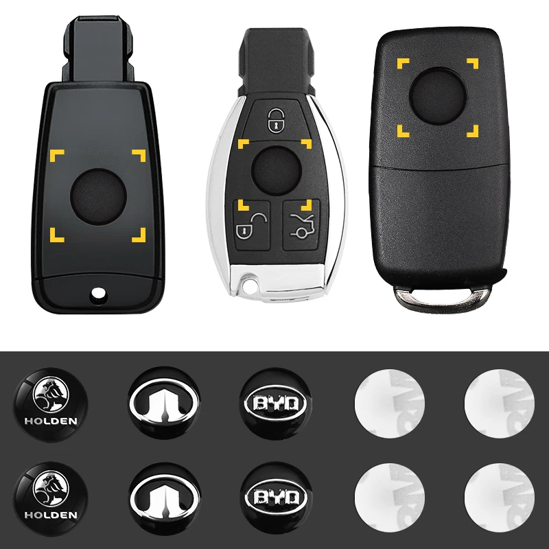 1.1Cm Car Remote Key Logo Badge Car Logo Sticker Per Peugeot Mitsubishi Hyundai Chevrolet Honda Kia Seat Renault Mercedes Benz
