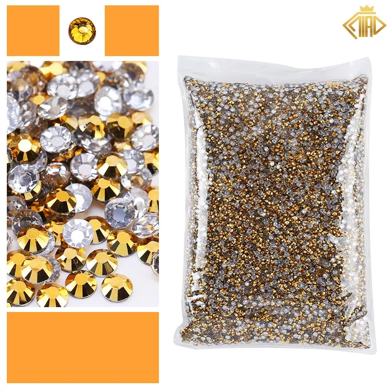 Vibrant Yellow Orange Resin Rhinestones - 2-5mm Flatback Glitter for Clothing and Nail Art Decoration
