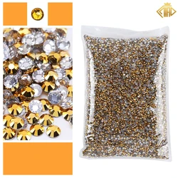 Vibrant Yellow Orange Resin Rhinestones - 2 - 5mm Flatback Glitter for Clothing and Nail Art Decoration (T Golden)