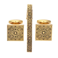 Classic men's French shirt cufflinks tie clip set high-quality metal love rose print clip cuffs buttons suit accessories jewelry 4