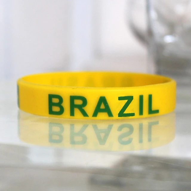 BRASIL CBF Logo FIFA World Cup WHITE FLEXIBLE ADULT C BRACELET WRISTBAND ..  NEW | eBay