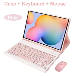 Samsung Tab S6 Lite Bluetooth Keyboard Case - French Keyboard (Pink B)
